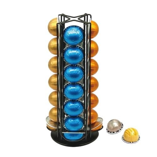Image of MaxMiuly Coffee Capsule Holder for Nespresso Vertuo Pods (28pcs),Vertuoline Coffee Capsule Stand Rotating Coffee Pod Holder Rack (Black 28 pods)