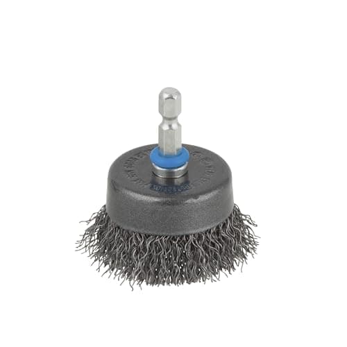 Image of wolfcraft steel wire cup brush Ø 50 mm I 2106000 I for metal, sheet metal, wood and stone, hexagonal shaft, for derusting and preparing welding work
