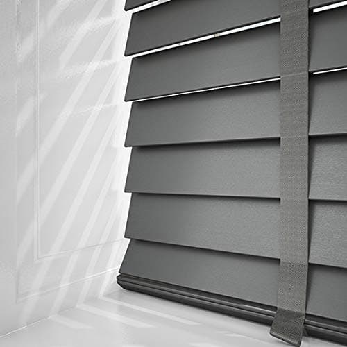 Image of First blinds WOODEN VENETIAN BLIND WITH TAPES OR STRING REAL WOOD 50MM SLATS MADE TO MEASURE (Grey, 60 cm Width x 120cm Drop)