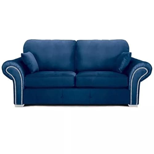 Image of Plush Velvet Oaklands Sofa Set, 2+3 seaters, Blue (3 seater)