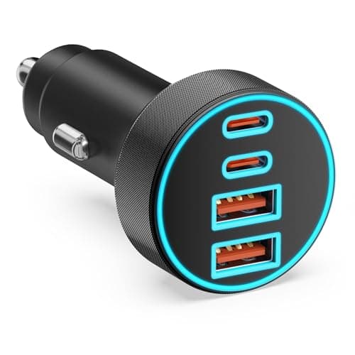 Image of 90W USB C Car Charger, 4-Port Dual 45W USB-C/A Car Adapter Multi PD/QC Fast Charging Cigarette Lighter 12V Socket for iPhone 17/Air/16/16e/15 Pro Max, Samsung Galaxy S25/S24, Google Pixel 10/9 Phone
