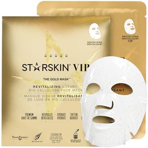 Image of STARSKIN VIP Gold Mask Face 1x40g, Coconut Bio-Cellulose Revitalizing Face Mask for all Skin Types, Korean Skin Care, Instant Hydration and Plump, Moisturizing and Nourishing, K Beauty Skincare