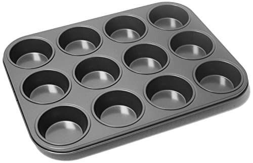 Image of Prochef Teflon Non-Stick Premium Coated 12 Cup Muffin Tray - Length 35cm x Width 27cm, Black