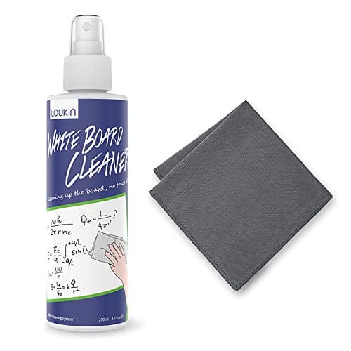Image of LOUKIN Non-Toxic Whiteboard Cleaner, 250ml Dry Erase Board Cleaner, Low-Odor Whiteboard Cleaning Spray with Cloth, Removes Stubborn Marks from Whiteboards