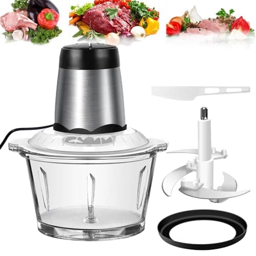 Image of Mini Chopper Electric Food Processor, 2L Glass Bowl Food Chopper 4 Bi-Level Blades Mini Chopper with 2 Variable Speed, Kitchen Chopper Vegetable Cutter for Home Use