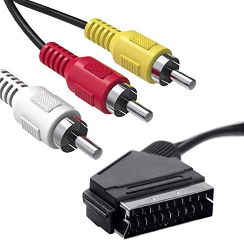 Image of Mellbree SCART to RCA Cable 1.5M, Scart Male to 3 RCA Male Switchable Audio Video AV Adapter, Composite AV Connector, Audio/Video for TV, DVD, VCRs