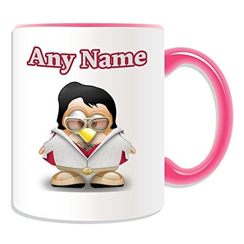 Image of Personalised Gift - Elvis Presley Mug (Penguin History Celebrity Costume Design Colour) Name Message Unique Star Silly Funny Novelty Singer King Pop Dancer Actor Album Music Award Rock Musician Roll