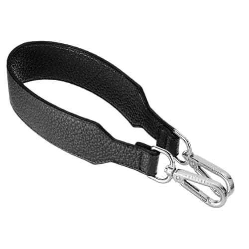Image of sourcing map PU Leather Purse Handles Replacement Short Strap Clutch Bag Handle with Clasp for Handbag Cross Body Wallet Briefcase, 41x3.6cm, Litchi Black Silver Buckle