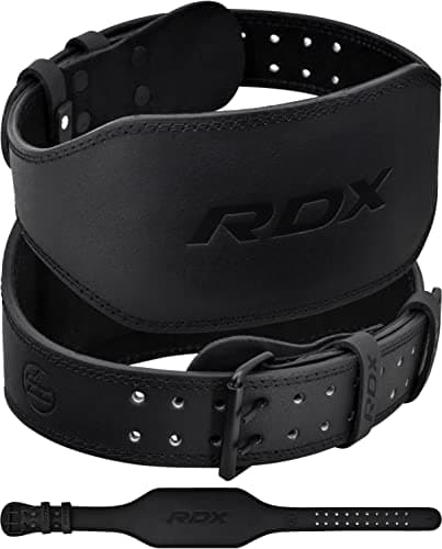 Image of RDX Weight Lifting Belt Gym Fitness, Cowhide Leather, 4” 6” Padded Lumbar Back Support, 10 Adjustable Holes, Weightlifting Powerlifting Bodybuilding Deadlift Squat Workout Strength Training, Men Women