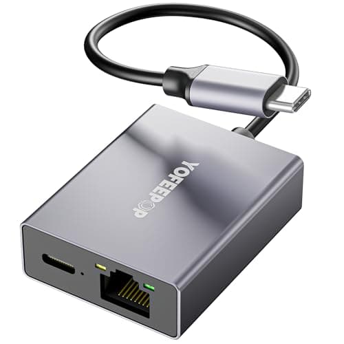 Image of YOFEEPOP 2in1 USBC to Ethernet Adapter, Ethernet Gigabit Adapter with PD100W Charging Port 1000Mbps RJ45 LAN Ethernet to USB C Compatible with iPhone 15/16/17,MacBook Pro/Air,iPad Pro,Mac