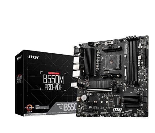 Image of MSI B550M PRO-VDH Motherboard M-ATX - Supports AMD Ryzen 3rd Gen Processors, AM4, DDR4 Boost (4400MHz/OC), 1 x PCIe 4.0/3.0 x16, 1 x M.2 Gen4 x4, 1 x M.2 Gen3 x4, Gigabit LAN