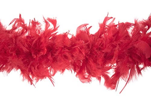 Image of Trimits Marabou Feather Boa 1.8m x 12cm - Fancy Dress Feather Scarf for Parties, Holidays, Festivals, Pride, Hen Do, Stag Do, Halloween, Christmas Tree - Red