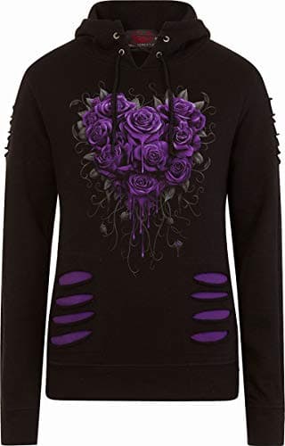 Image of Spiral - Bleeding Heart - Large Hood Ripped Hoody Purple-Black - L