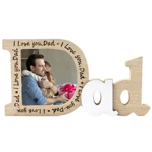 Image of Wooden Daddy Photo Frame Engraved I Love You Dad, Personalised Gifts For Dad,Dad Photo Frame From Daughter & Son,Christmas Thanksgiving Father's Day