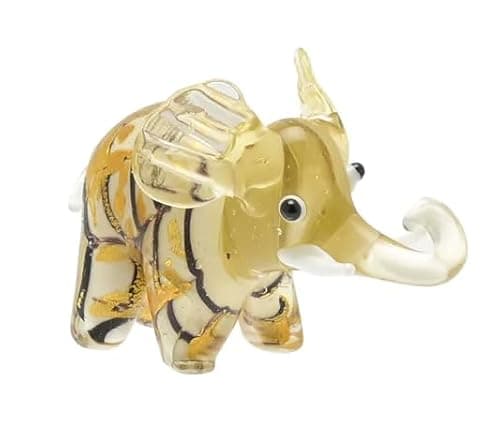 Image of JRose Collections Glass Crystal Elephant Miniature Figurine - 8x6cm Handcrafted Crystal Ornament - Gift Boxed