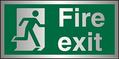 Image of Seco Fire Exit - Man Running Right, Fire Exit Sign, 200mm x 100mm - Brushed Aluminium Acrylic