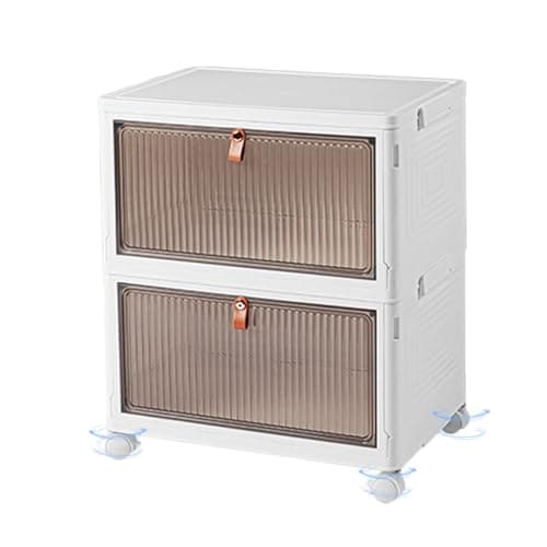 Image of Stackable Storage Boxes - Tier Plastic Organiser with Roll Lid Clothes Bathroom Bedroom Closet Container System Space Saving Storage Solution Multi Room Home Office Residential