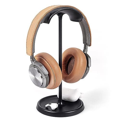 Image of QinCoon Headphone Stand, Curved Headset Stand with Storage Tray, Heavy Base Gaming Headset Holder for AirPods Max, AirPods Pro, Beats, Bose, Sennheiser, Sony and More (Black)