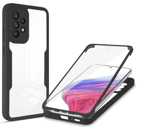 Image of Draamvol for Samsung Galaxy A13 4G/ 5G Case Built-in Screen Protector Clear Silicone Bumper Cover Shockproof 360°Full Body Drop Protection Transparent Cover for Galaxy A13 4G/ 5G Phone Case, Black