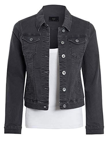 Image of SS7 Womens Fitted Denim Jacket Ladies Stretch Black Grey Jean Jackets Size 6 8 10 12 14 16