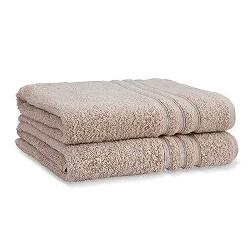 Image of Catherine Lansfield Zero Twist Cotton 90x140cm Bath Sheet Pair Natural