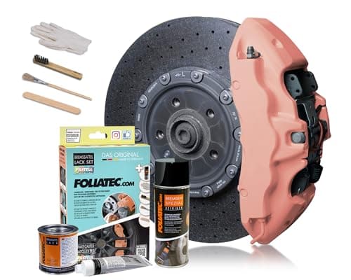 Image of Foliatec Brake Caliper Paint Set, Heat Resistant, Complete Set for 4 Calipers, Juicy Peach, 7 Piece Set