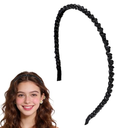 Image of Traziewell Headbands for Women Girls Crystal Rhinestone Sparkly Beaded Hair Hoops Clear Black Weave Narrow Hair Accessories 1916