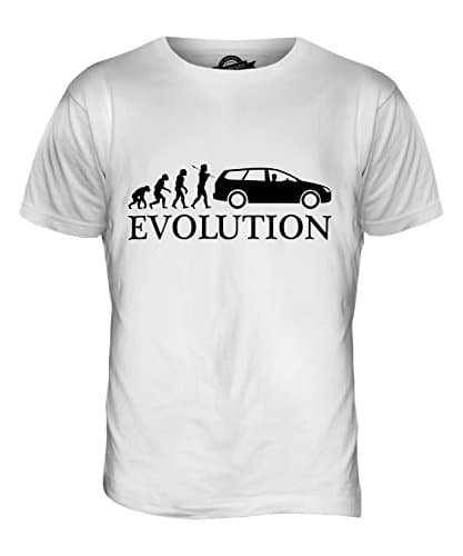 Image of Candymix - Family Saloon Evolution of Man - Mens T Shirt Top T-Shirt, Size Small, Colour White