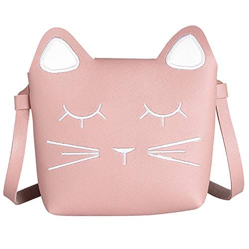 Image of Cute Little Girls' Shoulder Bag Handbag Purse, Princess Mini Bags,Cat Cross Body Messenger Bag (Pink)