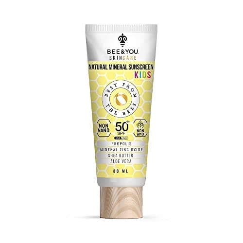 Image of Bee and You Kids Propolis Mineral Sunscreen SPF 50, 100% Natural Face & Body Sun Protection, Water Resistant, Zinc Oxide Formula, Hypoallergenic for Sensitive Skin