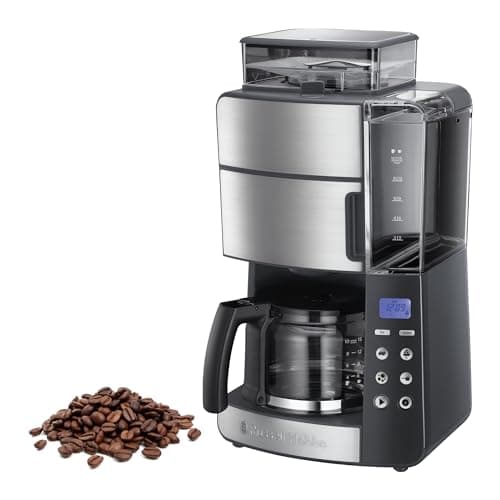 Image of Russell Hobbs Grind & Brew Coffee Maker [Programmable, WhirlTech Technology - Optimal Extraction & Flavouring] Grind & Brew (10 cups, 1.25L glass jug, built-in bean mill) Filter coffee maker 25610-56