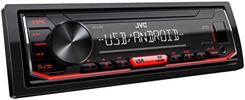 Image of JVC KD-X162 USB Car Radio with RDS (High Performance Tuner, MP3, WMA, FLAC, AUX Input, Android Music Control, Bass Boost, 4 x 50 Watt, Red) Black