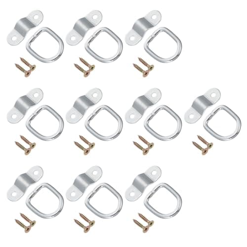 Image of Operitacx 10pcs D-Type Pull Rings Truck Hooks Silver Galvanized Iron Towing Shackles Easy Installation and Portable Design for Outdoor Use on Kayak and Pickup
