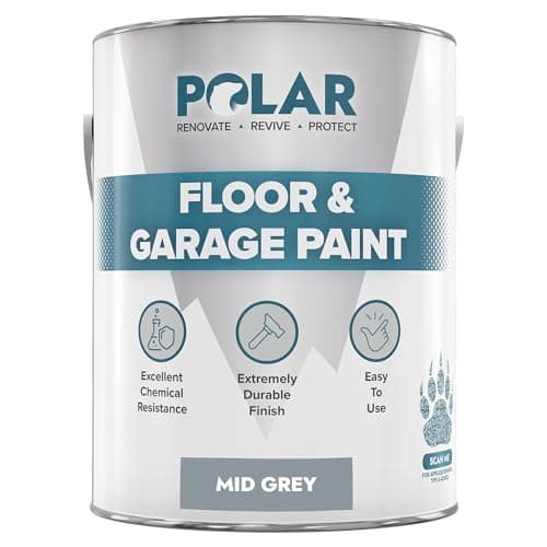 Image of Polar Floor & Garage Paint - 5L, Mid Grey - Hard Wearing Concrete Floor Paint & Slip Resistant Finish - Interior Use