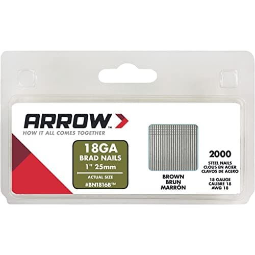Image of Arrow Fastener BN1816BCS 1-Inch Brad Nails, 18-Gauge, Brown, 25mm Head Pack 2000