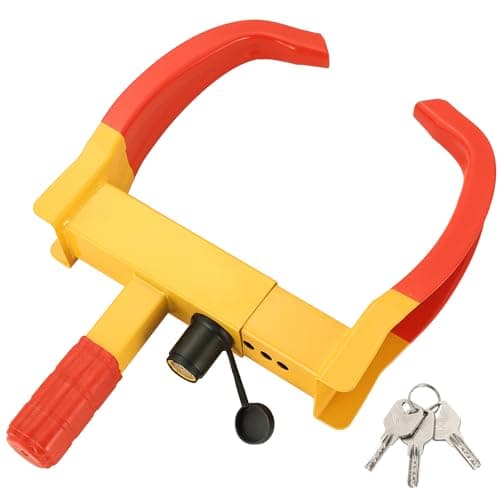 Image of DASBET Wheel Clamp Lock Anti-Theft Wheel Lock Clamp Heavy Duty Car Wheel Lock with 3 Keys Adjustable Security Tire Clamp Fits 7-11" Width Tyres Security Clamp for Cars Caravans Trailers (Red)
