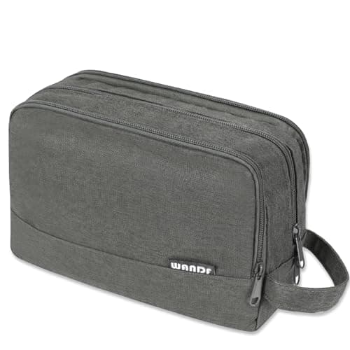 Image of WANDF Toiletry Bag Water-Resistant Nylon Travel Wash Bag Lightweight Dopp Kit for Men and Women (Denim Pure Grey)