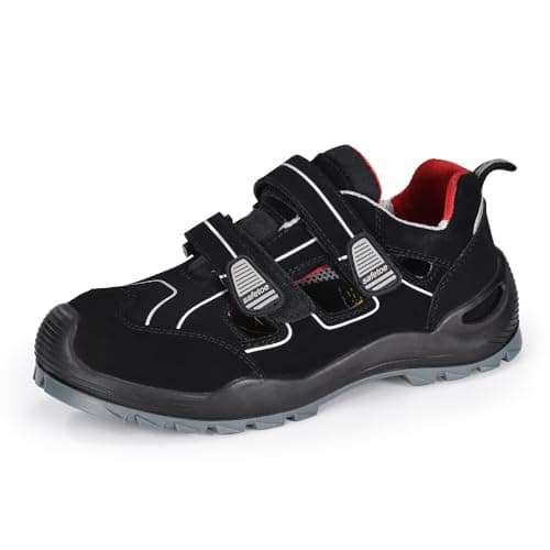 Image of Safetoe Safety Sandals 7518 Genuine Cow Leather S1P Anti-static Slip Resistant Sole Memory Foam Insoles Steel Toe Cap Anti-nail Steel Plate Summer Safety Shoes Adjustable Fast Wearing Size UK8 / EU42