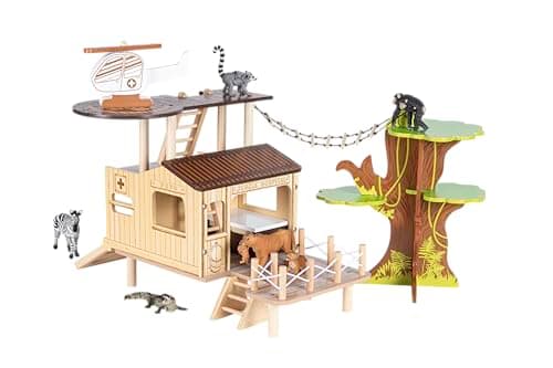 Image of PAPO - Bush Hospital 3+ Years - Wooden play environment - Discovery of Exotic Animals - Collectible Children's Toy