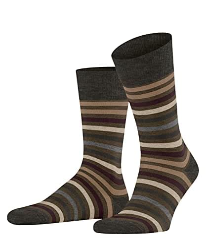Image of FALKE Men's Tinted Stripe M So Wool Cotton Patterned 1 Pair Socks, Green Beech 7464, 8.5-11