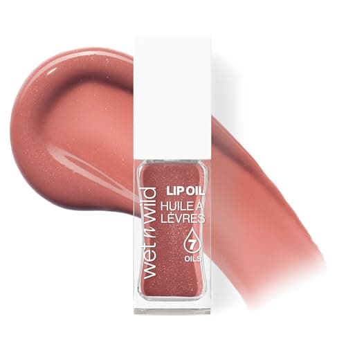 Image of Wet n Wild Tinted Lip Oil, Nourishing & Non-Sticky Brown Lip Gloss Powered by 7 Natural Oils, Lightweight Formula for Mirror-Like Glow Effect, Cocoa Rose Shade