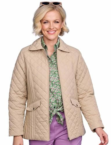 Image of Chums Ladies Diamond Quilted Showerproof Jacket Stone 12