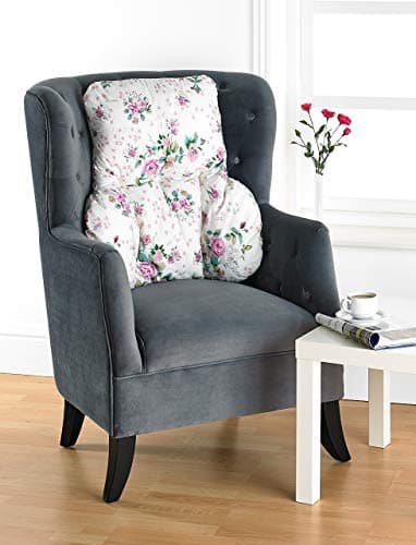 Image of The Duvet & Pillow Company Posture Therapy Support Cushion - Rosegarden Floral Print - Lumbar/Back/Orthopedic Armchair Support & Pain Relief - T-Shaped - Reading, TV