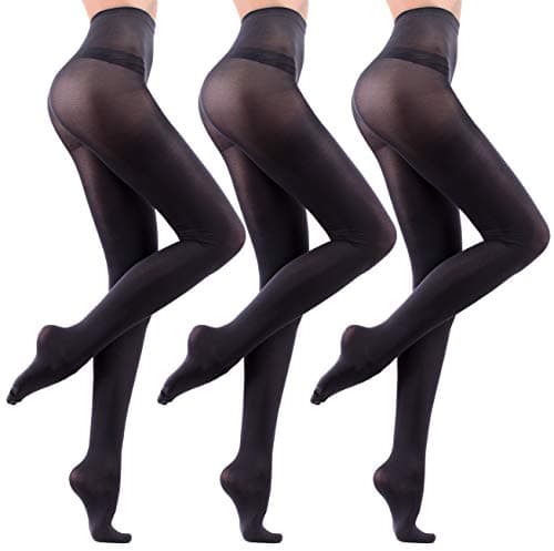 Image of Leamel 3 Pairs Soft Feel All Day Comfort 40 Denier Opaque Tights Medium Black