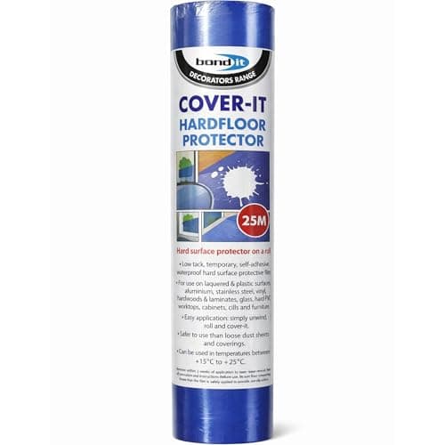 Image of Bond It Cover-It Hard Floor Protector Roll 600mm x 25m – Self Adhesive Floor Protection Film, Waterproof Temporary Surface Cover for Decorating, Building & Renovation Projects