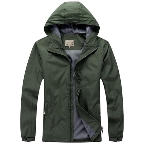 Image of Blu Apparel Mens Waterproof Rain Jacket Premium Branded Walking Hiking Everyday wear Jacket Windproof (UK, Alpha, M, Regular, Regular, Green)