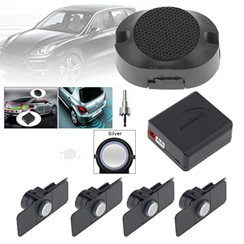Image of ePathChina Car Rear Reverse Backup System, Auto Vehicle Rear Reversing Radar System with 4 Parking Sensors Buzzer Alarm(Silver）