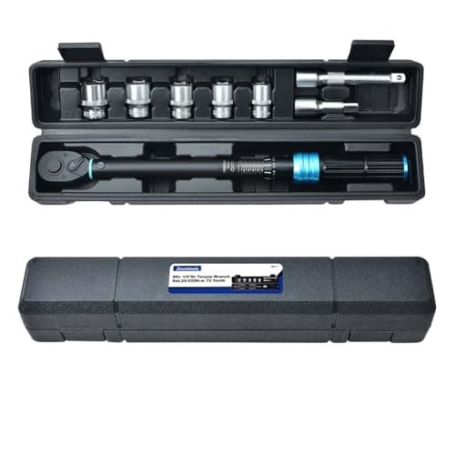 Image of Zoomtools 8pc 1/2" Adjustable Torque Ratchet Wrench Set 20-220Nm ±3% Error Accuracy,with Lock and 72 Teeth, 3"& 5" Extensions, 17-19-21-22-24mm Sockets for Car, Motorcycle,Truck,Motorbike