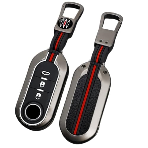 Image of Happyit Zinc Alloy with Silicone Car Key Cover Cases for Fiat 500 Ducato Panda 500L Punto Lancia Musa 3 Buttons 360° Water Proof Protect with Fluorescence (Matt Color A)