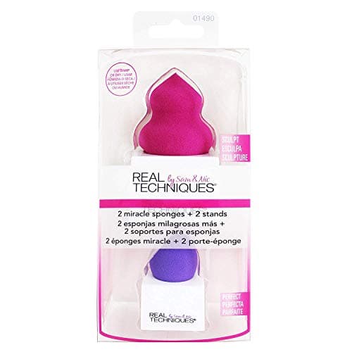Image of REAL TECHNIQUES 2 Miracle Makeup Sponges 2 Count (Pack of 1) 2 Sponges + Stands